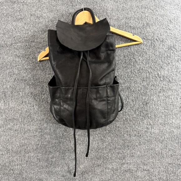 COS Unstructured Leather Backpack Drawstring Black Minimalist Casual Work Travel main image 13